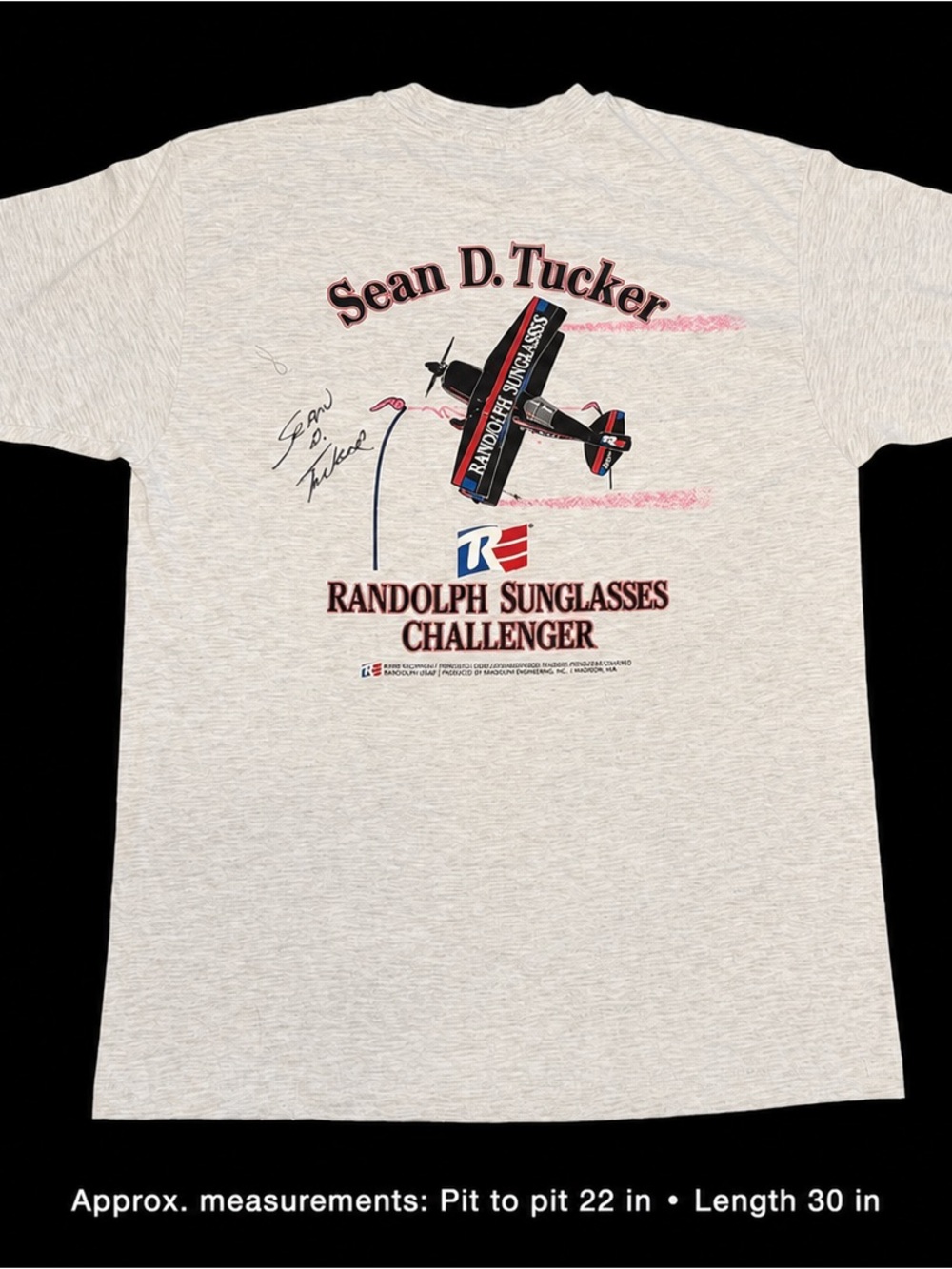 Vintage 90s Sean D Tucker Randolph Sunglasses Challenger Aviation T-Shirt L